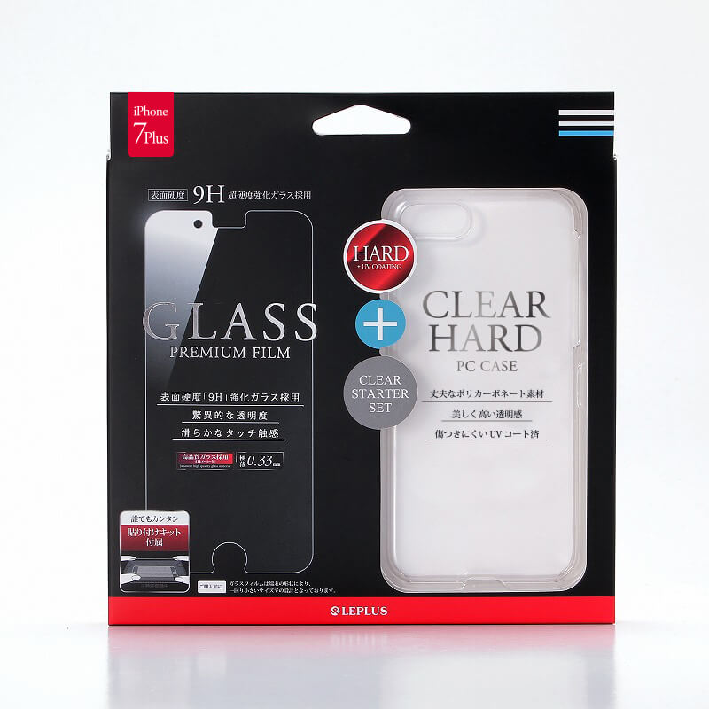iPhone7 Plus ガラスフィルム+ハードケース セット 「GLASS + CLEAR PC」 通常 0.33mm＆クリア
