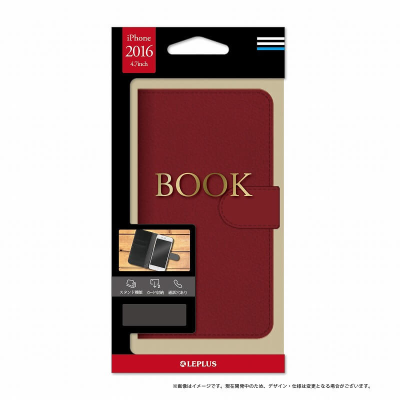 iPhone7 ブックタイプPUレザーケース「BOOK」 レッド