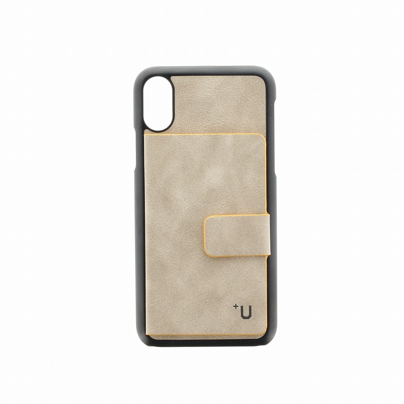 iPhone X【+U】Smith/カード収納ポケット付PUケース/グレー