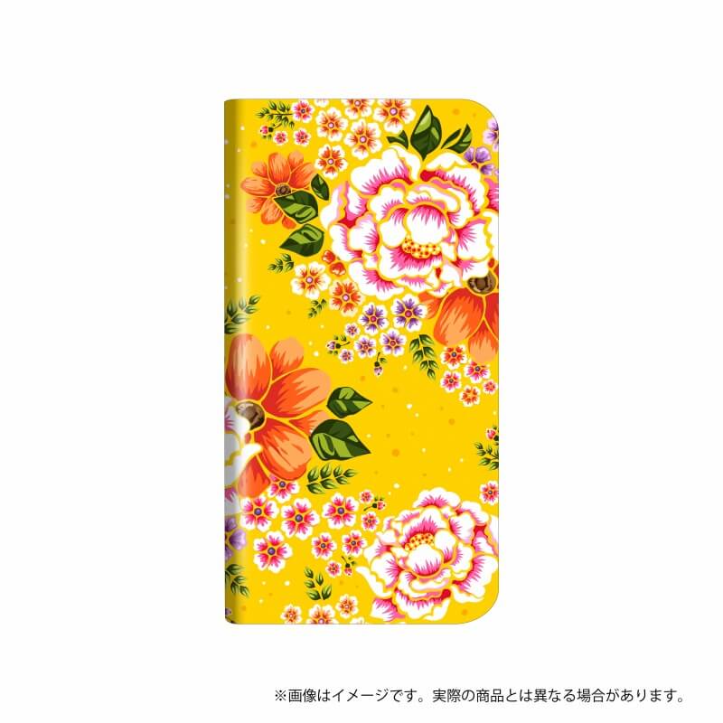 らくらくスマートフォン me F-03K 薄型デザインPUレザーケース「Design+」  Flower マスタード