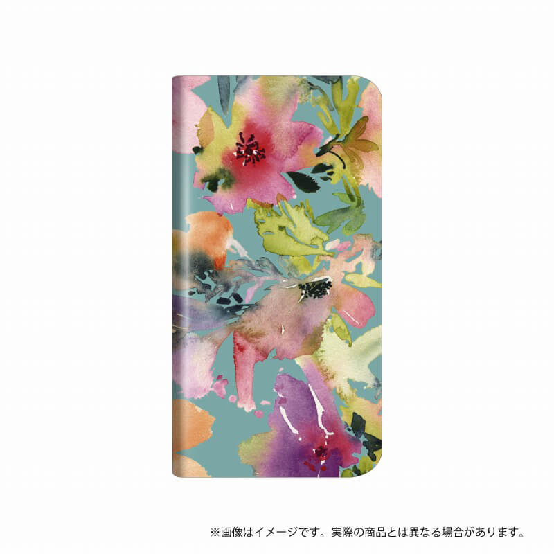 らくらくスマートフォン me F-03K 薄型デザインPUレザーケース「Design+」  Flower  カラフル