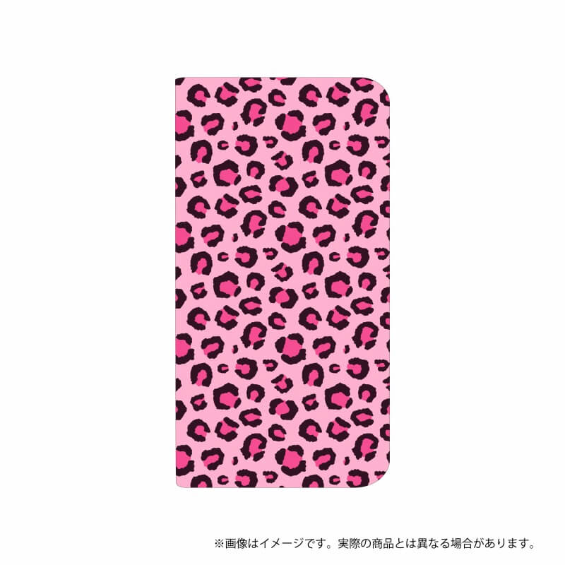 らくらくスマートフォン me F-03K 薄型デザインPUレザーケース「Design+」  豹柄 ピンク