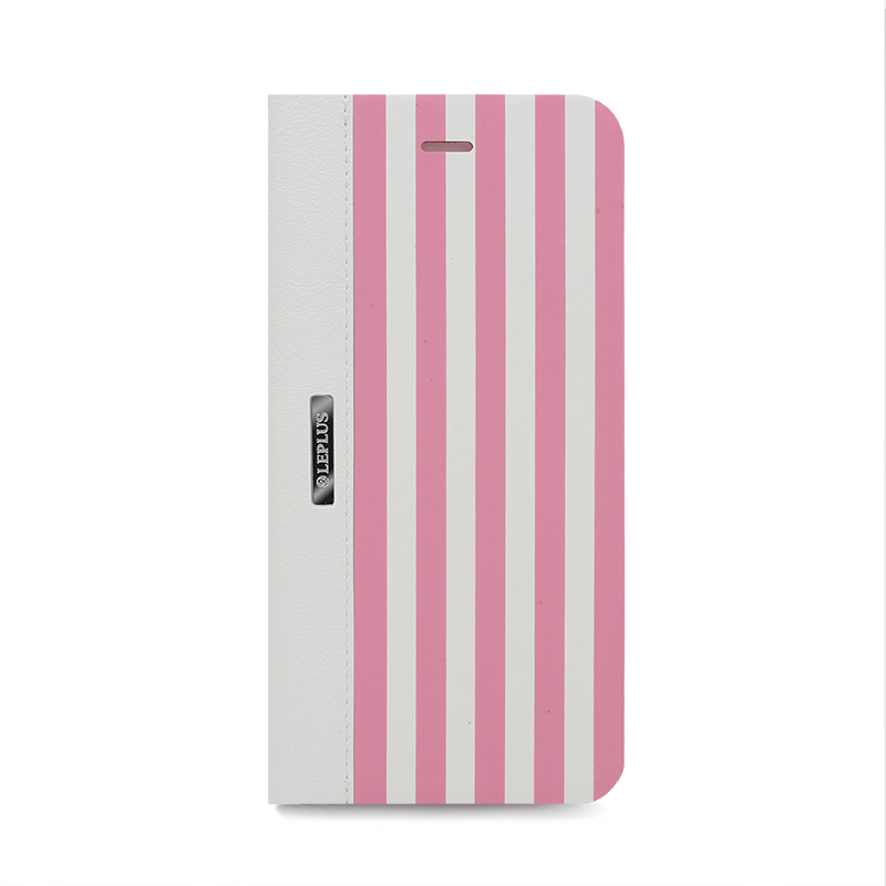 □iPhone 6 Plus/6s Plus [STRIPE] デザインPUレザーカバー ピンク