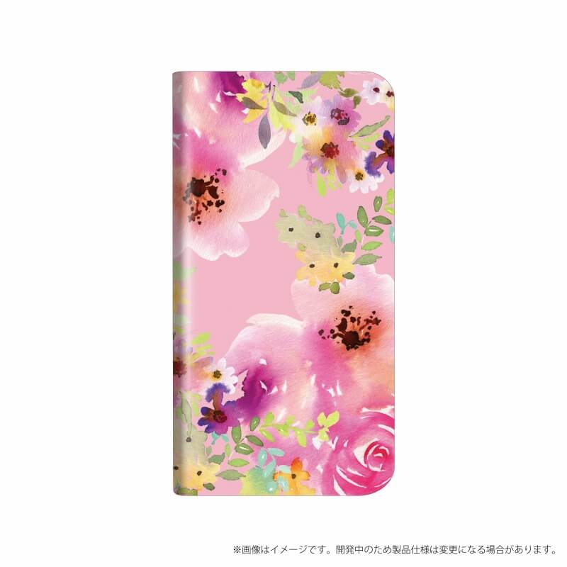 AQUOS R compact SHV41/SoftBank 薄型デザインPUレザーケース「Design+」 Flower ピンク