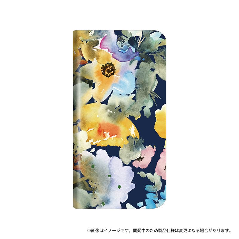 Xperia(TM) XZ2 SO-03K/SOV37/SoftBank 薄型デザインPUレザーケース「Design+」 Flower ネイビー