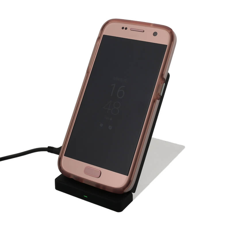 スマートフォン汎用【+U】Qi（チー）/ワイヤレス充電スタンド/ローズゴールド