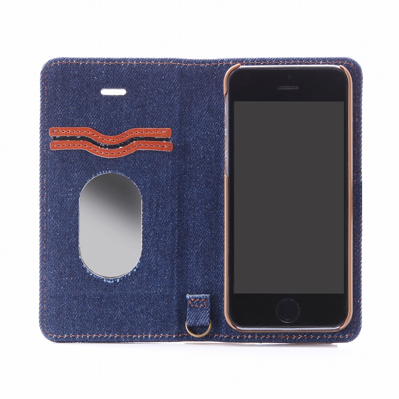 iPhone SE/5S/5 【+U】Monica/Design Flap Case/デニム柄(A)