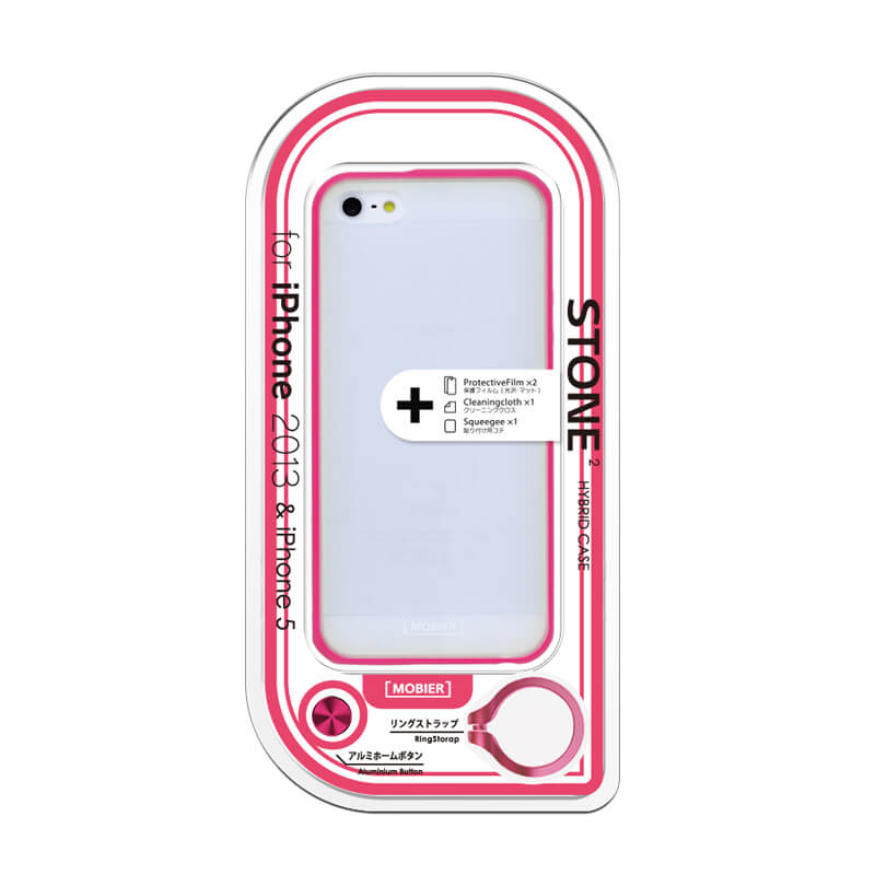 □iPhone 5/5S/SE STONE 2 ハイブリッドケース ピンク