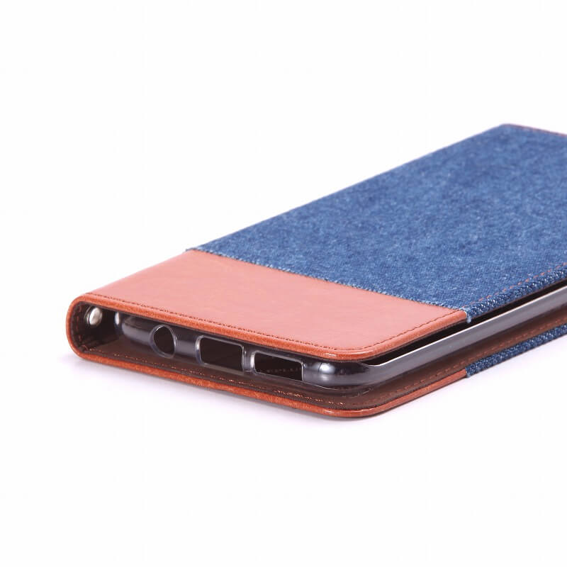 Galaxy S7 edge SC-02H/SCV33 薄型ファブリックケース「PRIME Fabric」 デニム柄（インディゴ/ブラウン）