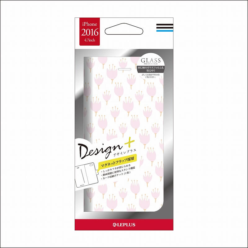 iPhone7 薄型デザインPUレザーケース「Design+」 Flower ピンク03