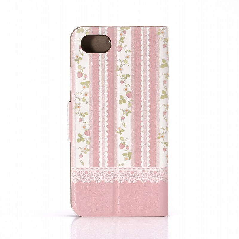 iPhone7 薄型デザインPUレザーケース「Design+」 Flower ピンク04