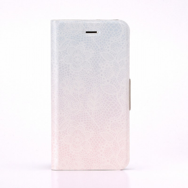 iPhone7 薄型デザインPUレザーケース「Design+」 Flower パープル