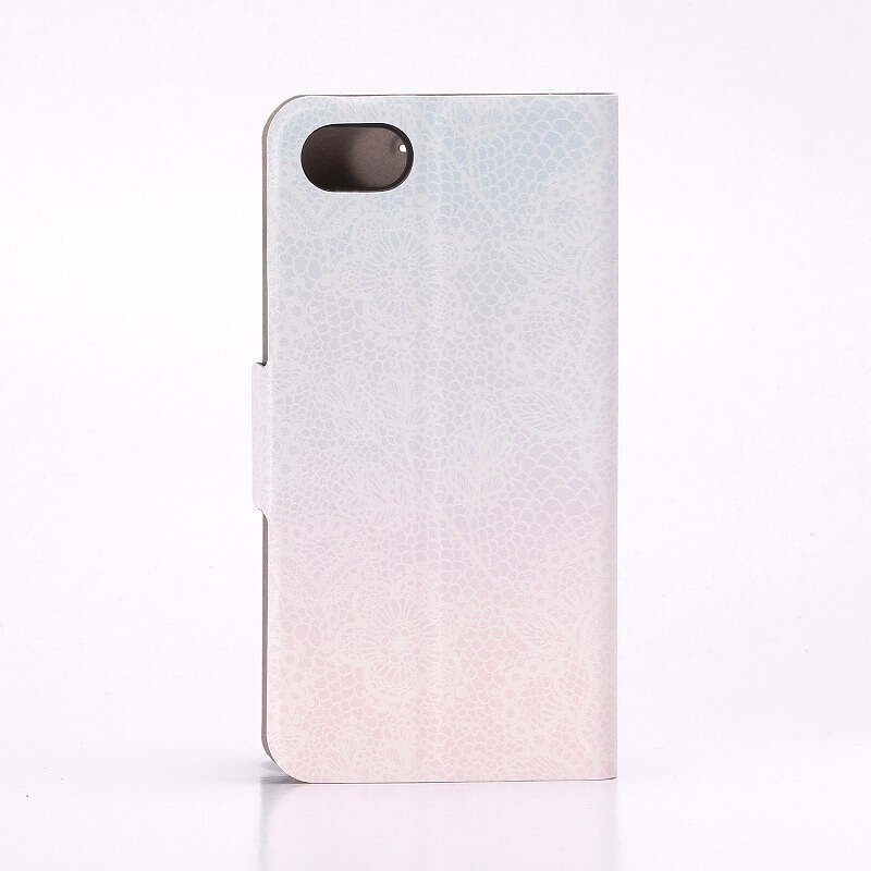 iPhone7 薄型デザインPUレザーケース「Design+」 Flower パープル