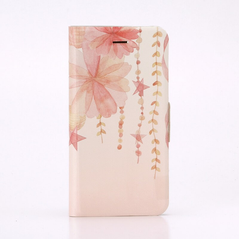 iPhone7 薄型デザインPUレザーケース「Design+」 Flower レッド