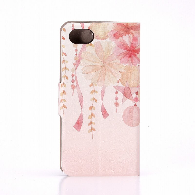 iPhone7 薄型デザインPUレザーケース「Design+」 Flower レッド