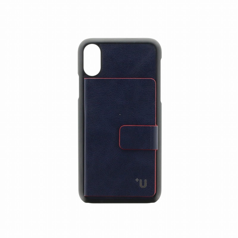 iPhone X【+U】Smith/カード収納ポケット付PUケース/ブルー