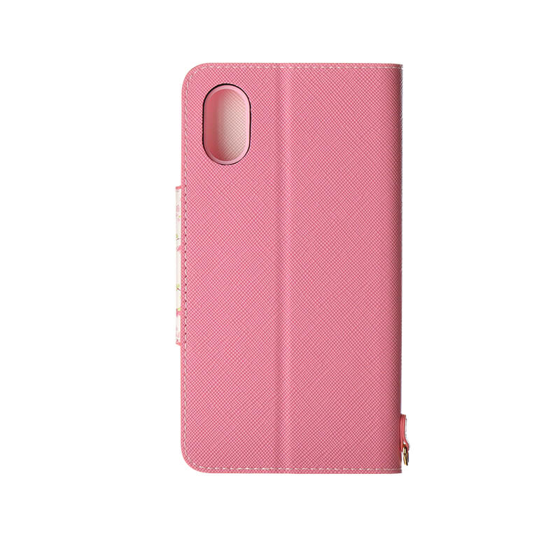 iPhone X フラワー柄ブックケース「Bouquet」 ピンク