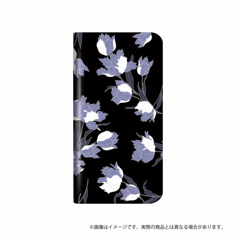 らくらくスマートフォン me F-03K 薄型デザインPUレザーケース「Design+」  Flower  ブラック