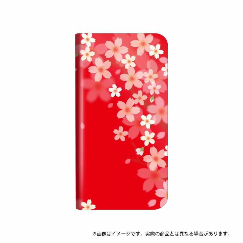 らくらくスマートフォン me F-03K 薄型デザインPUレザーケース「Design+」  Flower  レッド