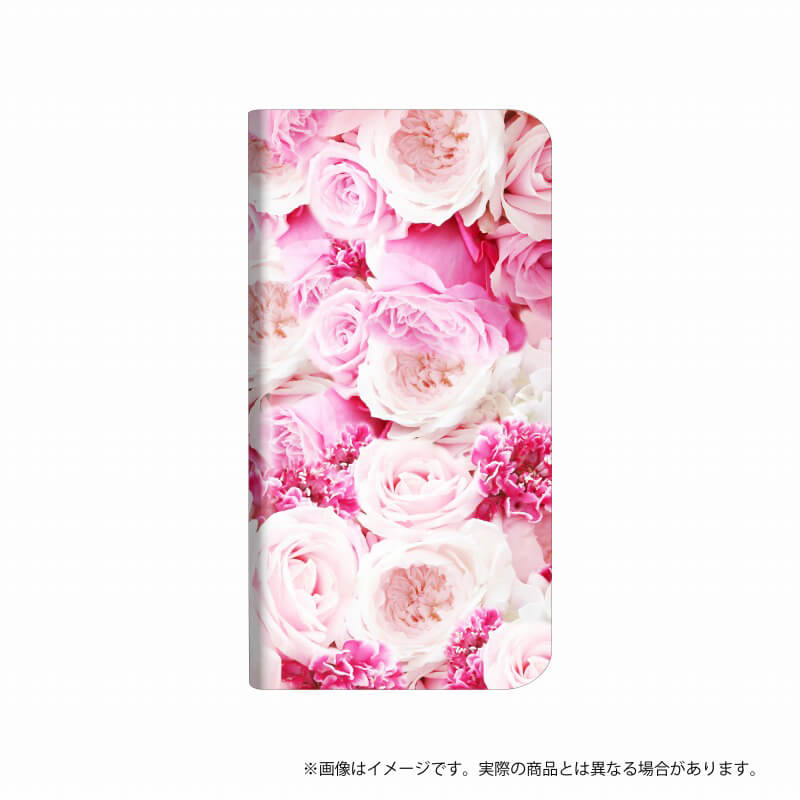 らくらくスマートフォン me F-03K 薄型デザインPUレザーケース「Design+」  Flower  ピンク