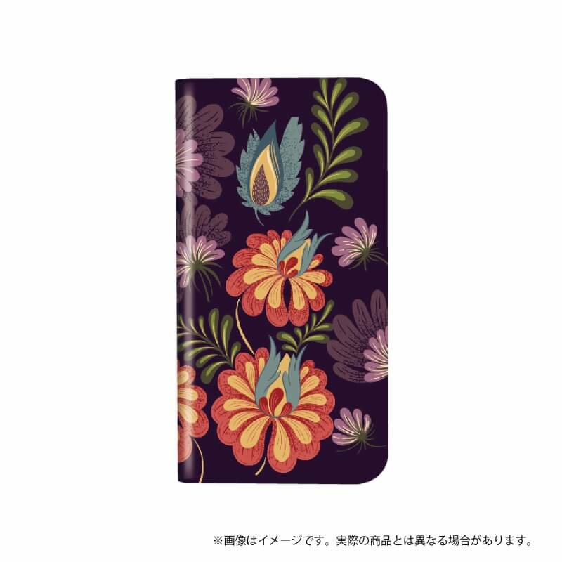 らくらくスマートフォン me F-03K 薄型デザインPUレザーケース「Design+」  Flower  アート