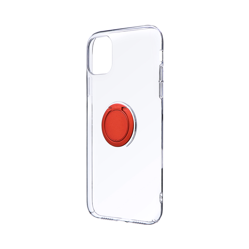 iPhone 11 極薄リング付ハードケース「CLEAR RING」 レッド