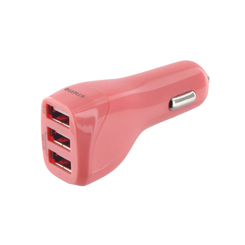 スマートフォン(汎用) DC充電器 USB3ポート充電器 最大出力4.8A ピンク