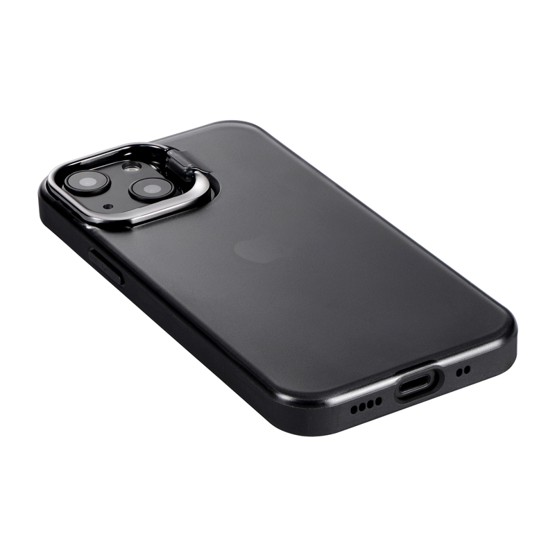iPhone 13 mini スタンド付耐衝撃ハイブリッドケース「SHELL STAND」 フロストブラック