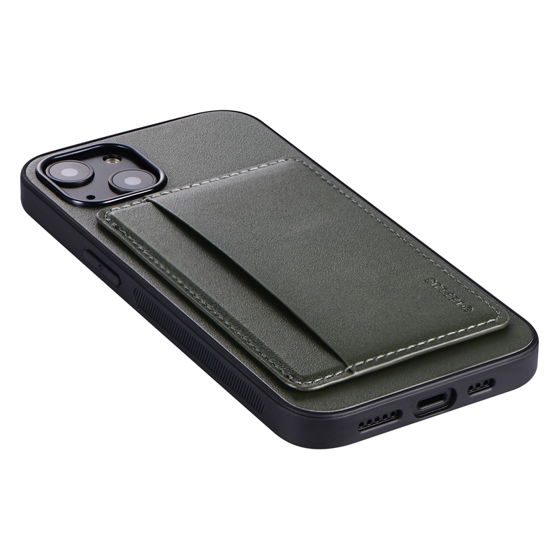 iPhone 13 ポケット兼スタンド付PUレザーケース「SHELL CARD」 アッシュグレー