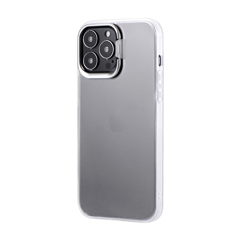 iPhone 13 Pro Max スタンド付耐衝撃ハイブリッドケース「SHELL STAND」 フロストホワイト