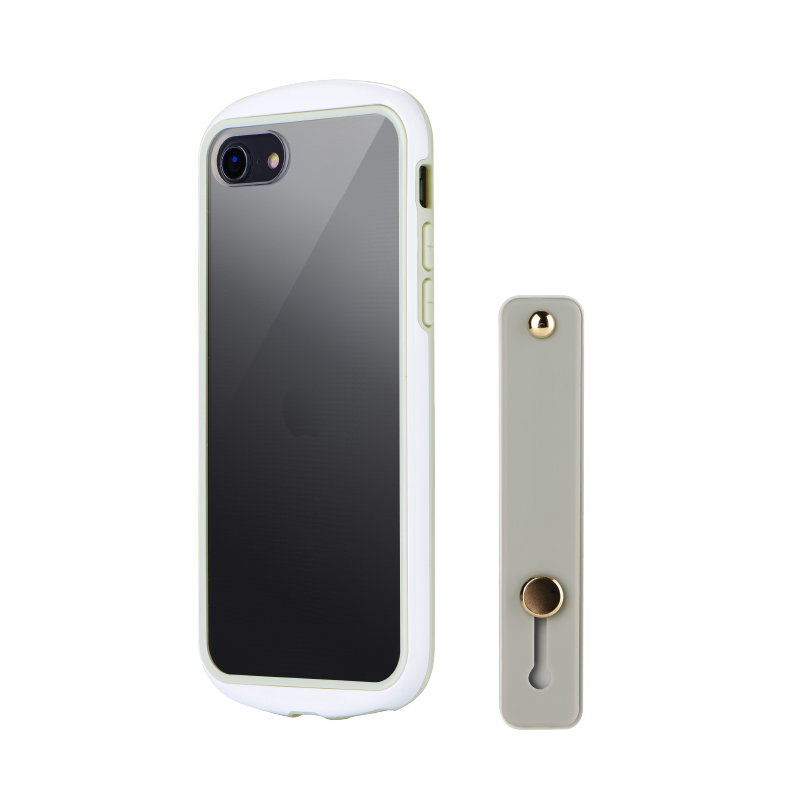 iPhone SE (第3世代)/SE (第2世代)/8 耐衝撃・薄型・背面クリアケース「Duality」 ホワイト (スマホベルト付属)