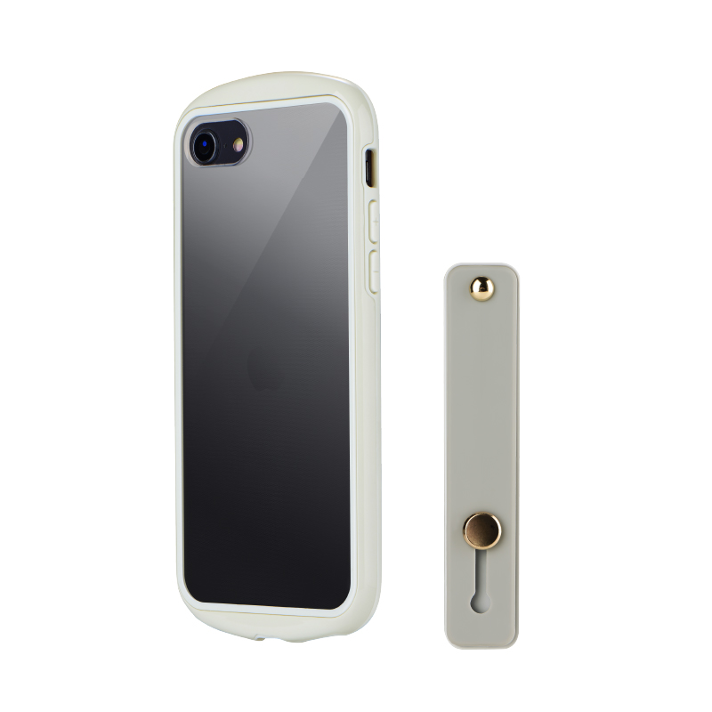 iPhone SE (第3世代)/SE (第2世代)/8 耐衝撃・薄型・背面クリアケース「Duality」 グレー (スマホベルト付属)