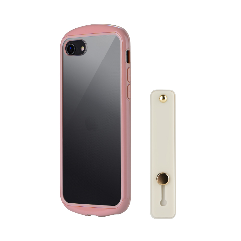 iPhone SE (第3世代)/SE (第2世代)/8 耐衝撃・薄型・背面クリアケース「Duality」 ダスティピンク (スマホベルト付属)