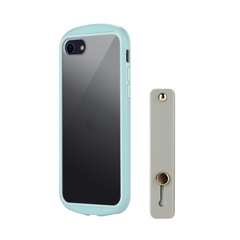 iPhone SE (第3世代)/SE (第2世代)/8 耐衝撃・薄型・背面クリアケース「Duality」 ライトブルー (スマホベルト付属)