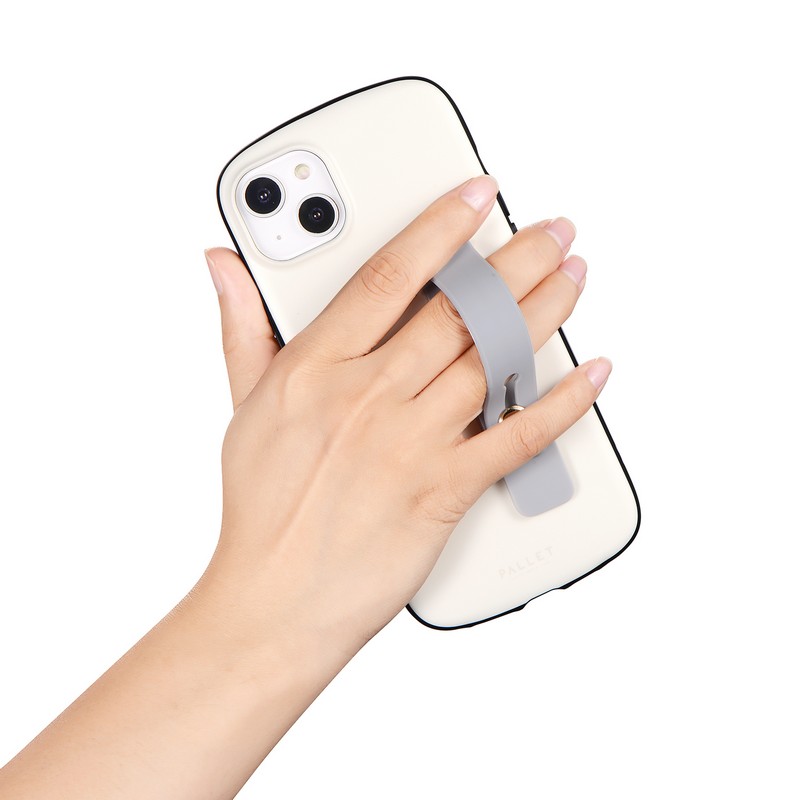 iPhone 14 Plus 超軽量・極薄・耐衝撃ハイブリッドケース 「PALLET AIR BAND」 ホワイトベージュ (スマホバンド付属)