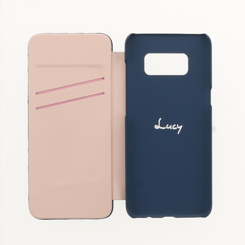Galaxy S8 SC-02J/SCV36 【Lucy】クリスタル/キルティング手帳型ケース ネイビーブルー