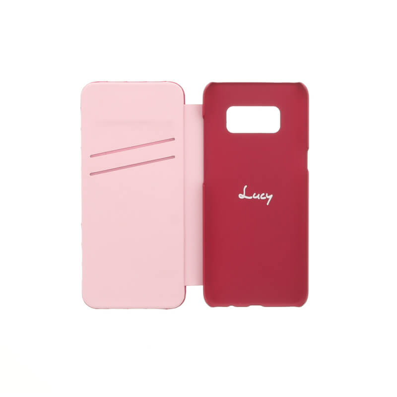 Galaxy S8 SC-02J/SCV36 【Lucy】クリスタル/キルティング手帳型ケース ストロベリーレッド