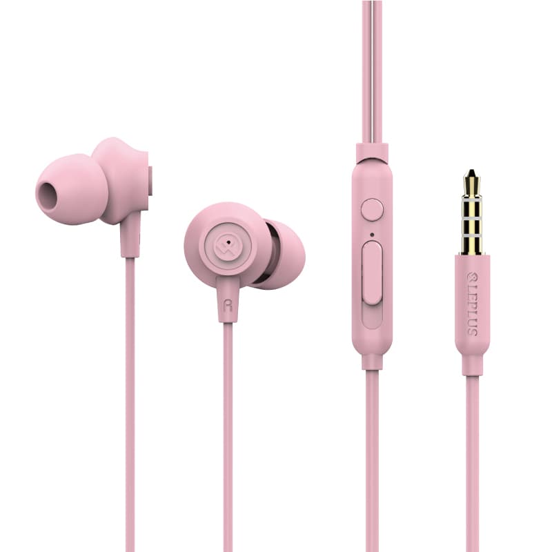 iPhone/スマートフォン イヤフォン(ボリューム/マイク付)「極の音域 PLAIN(プレーン)」ピンク