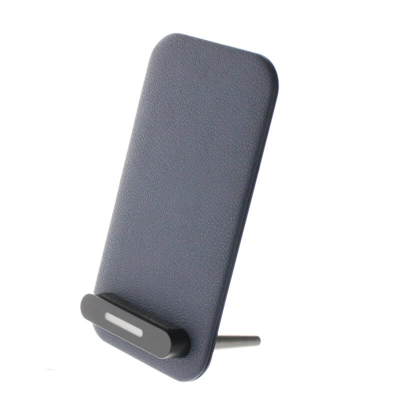 スマートフォン汎用/Qi(チー)ワイヤレス充電器/スタンド/PU/ネイビー