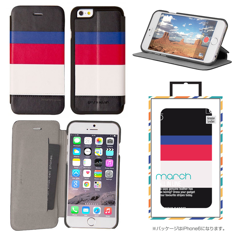 【Uniq】iPhone 6Plus/March/ Captain Snazzy（表面： Geniune Leather　本革）（裏面：ポリカーボネート）