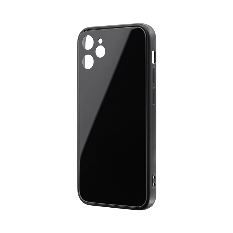 iPhone 12 mini 背面フラットガラスケース「SHELL GLASS Flat」 ブラック