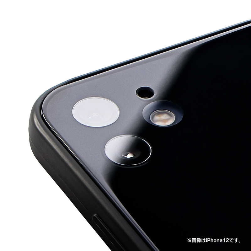 iPhone 12 mini 背面フラットガラスケース「SHELL GLASS Flat」 ブラック