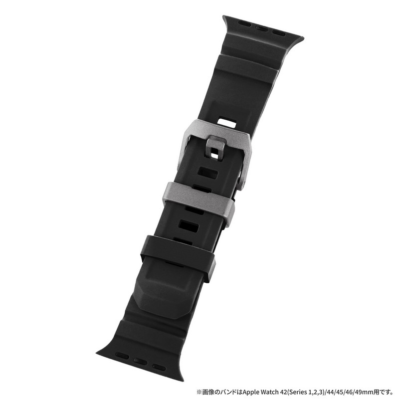Apple Watch 38/40/41/42mm バンド 「CORVIN」 タフラバーバンド ブラック