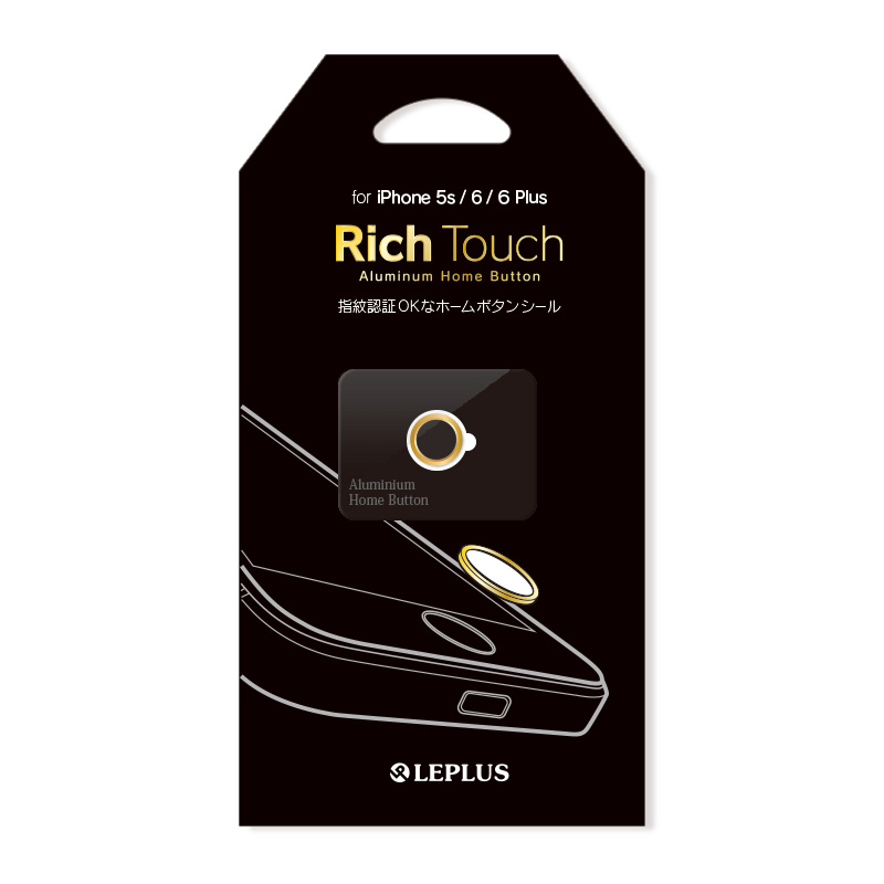指紋認証使用可能ホームボタン「Rich Touch」 ゴールドブラック