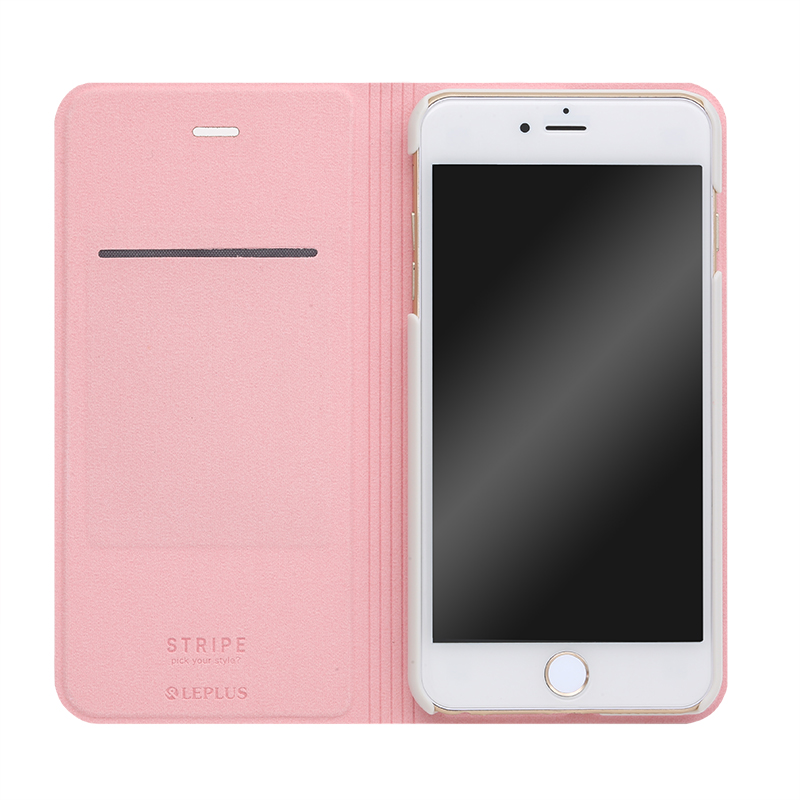 □iPhone 6 Plus/6s Plus [STRIPE] デザインPUレザーカバー ピンク