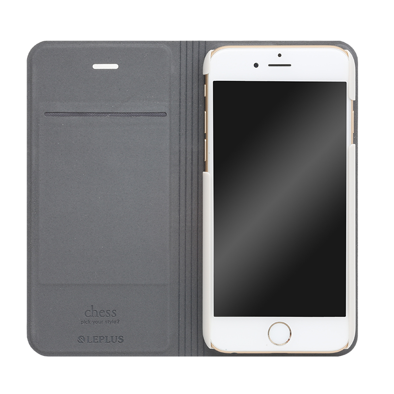 □iPhone 6 Plus/6s Plus [CHESS] デザインPUレザーカバー ブラック