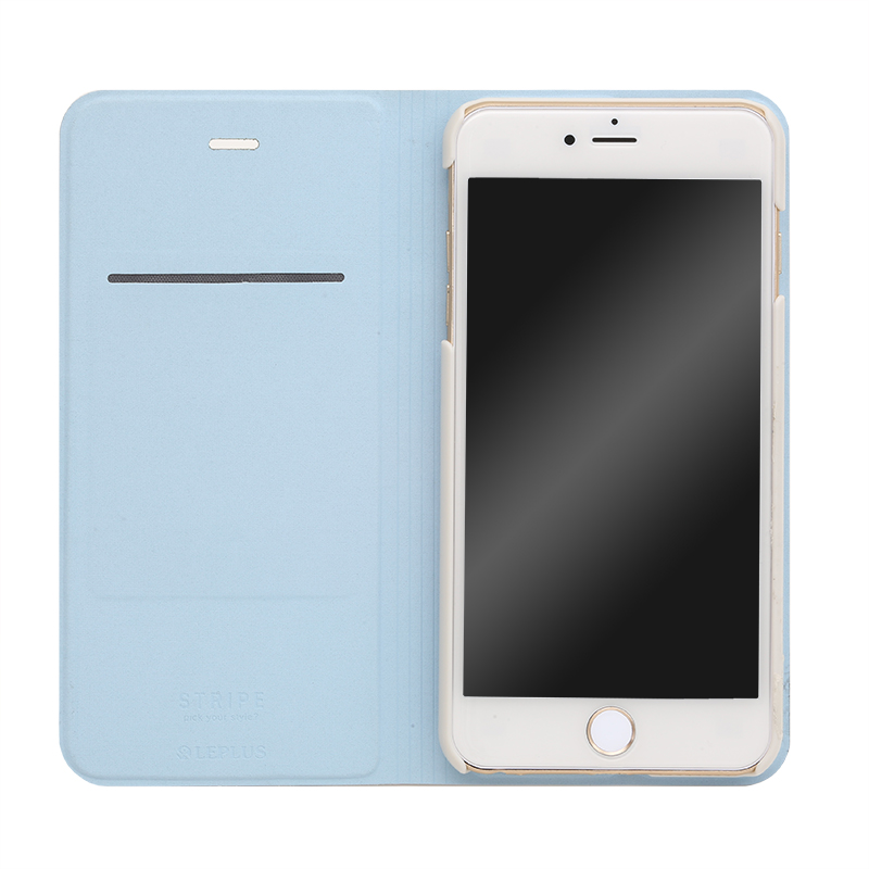 □iPhone 6/6s [STRIPE] デザインPUレザーカバー ブルー