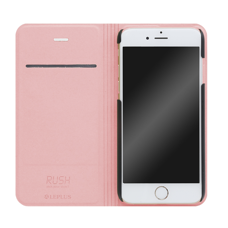 □iPhone 6/6s [RUSH] デザインPUレザーカバー ピンク