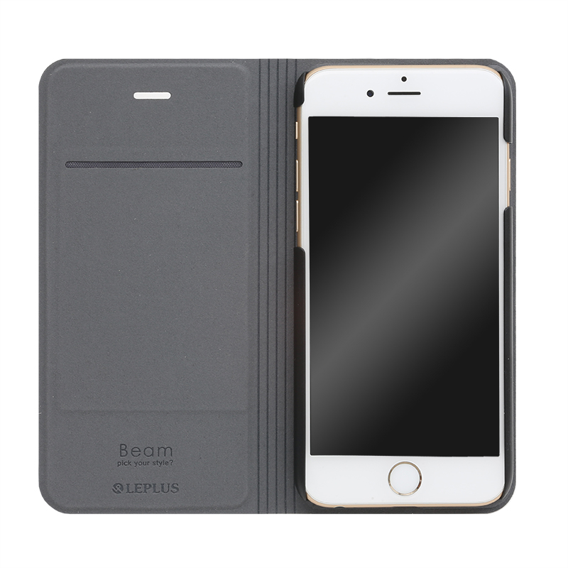 □iPhone 6/6s [BEAM] デザインPUレザーカバー ブラック