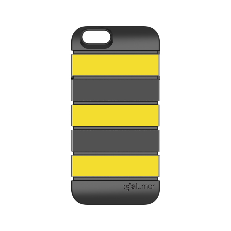 iPhone 6_6S [Alumor] ウレタン&アルミケース Yellow / Titanium